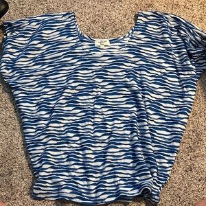Lane Bryant Blue and White Wave Pattern Top